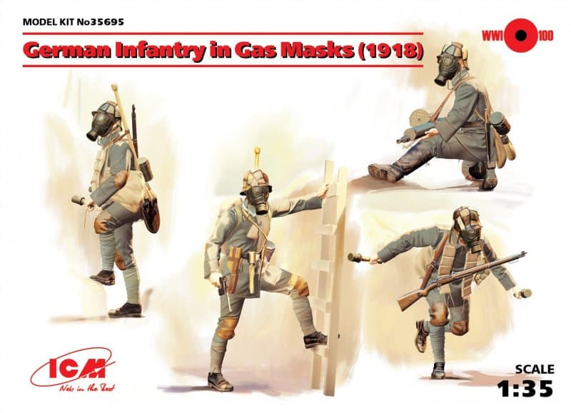 German Infantry In Gas Masks 1918