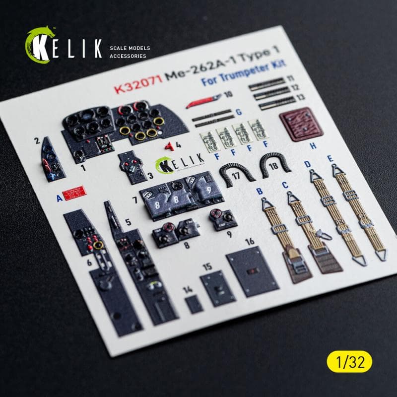 Me-262a-1 Type 1 - Interior 3d Decals [Trumpeter]