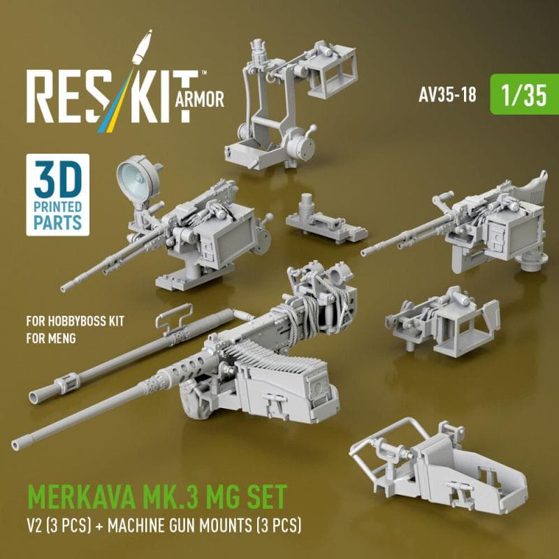 Merkava Mk.3 Mg Set, V2 (3 Pcs) + Machine Gun Mounts (3 Pcs) [Hobbyboss] (3d Printed)