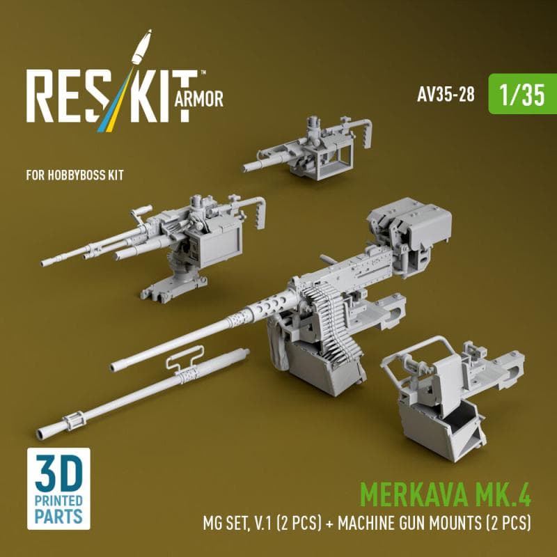 Merkava Mk.4 - Mg Set, V.1 (2 Pcs) + Machine Gun Mounts (2 Pcs) (3d Printed) [Hobby Boss]