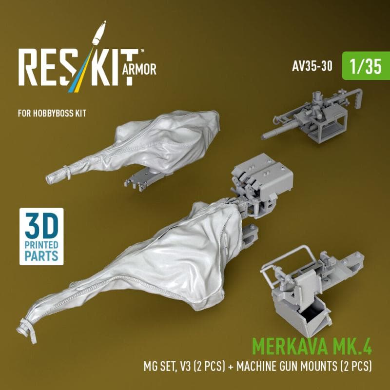Merkava Mk.4 - Mg Set, V.3 (2 Pcs) + Machine Gun Mounts (2 Pcs) (3d Printed) [Hobbyboss]