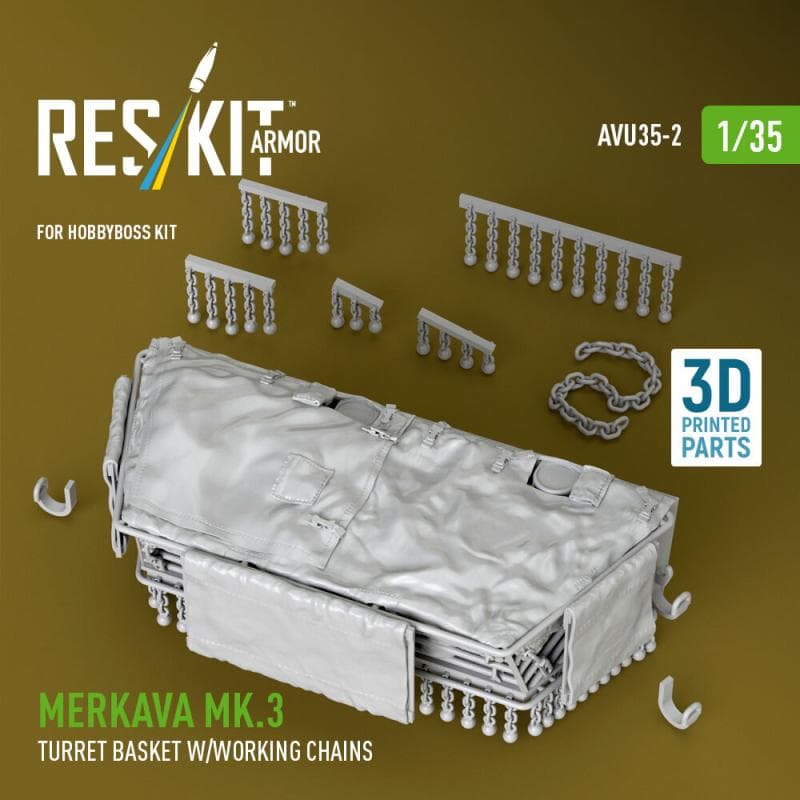 Merkava Mk.3 Turret Basket W/Working Chains [Hobbyboss] (3d Printed)