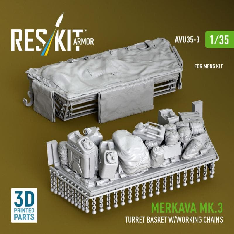 Merkava Mk.3 Turret Basket W/Working Chains [Meng Models] (3d Printed)