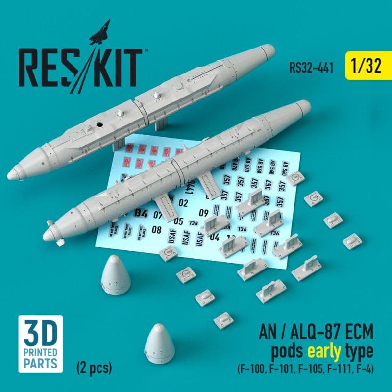 An / Alq-87 Ecm Pods Early Type (2 Pcs) (F-100, F-101, F-105, F-111, F-4) (3d Printed)
