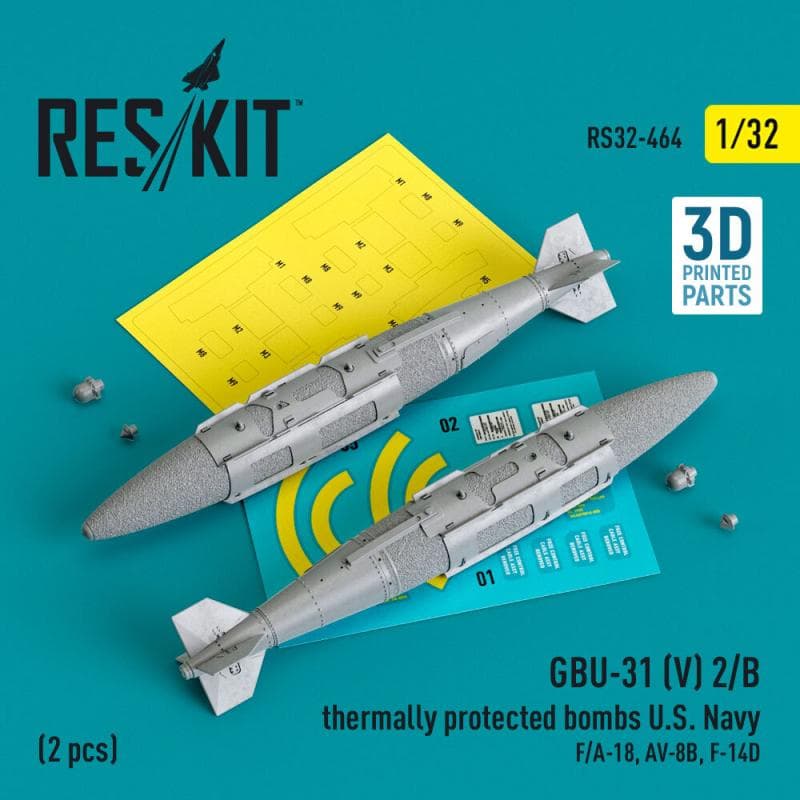 Gbu-31 (V) 2/B Thermally Protected Bombs U.S. Navy (2 Pcs) (F/A-18, Av-8b, F-14d) (3d Printed)