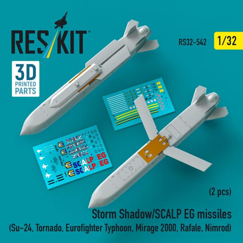Storm Shadow/Scalp Eg Missiles (2 Pcs) (Su-24, Tornado, Eurofighter Typhoon, Mirage 2000, Rafale, Nimrod) (3d Printed)