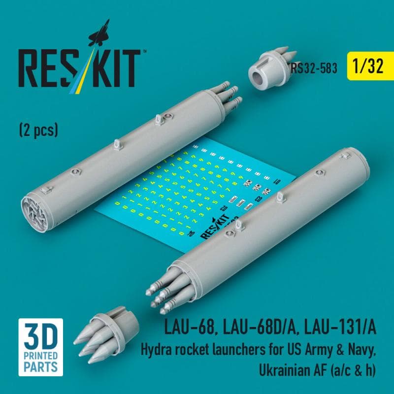 Lau-68, Lau-68d/A, Lau-131/A Hydra Rocket Launchers For Us Army & Navy, Ukrainian Af (A/C & H) (2 Pcs) (3d Printed)