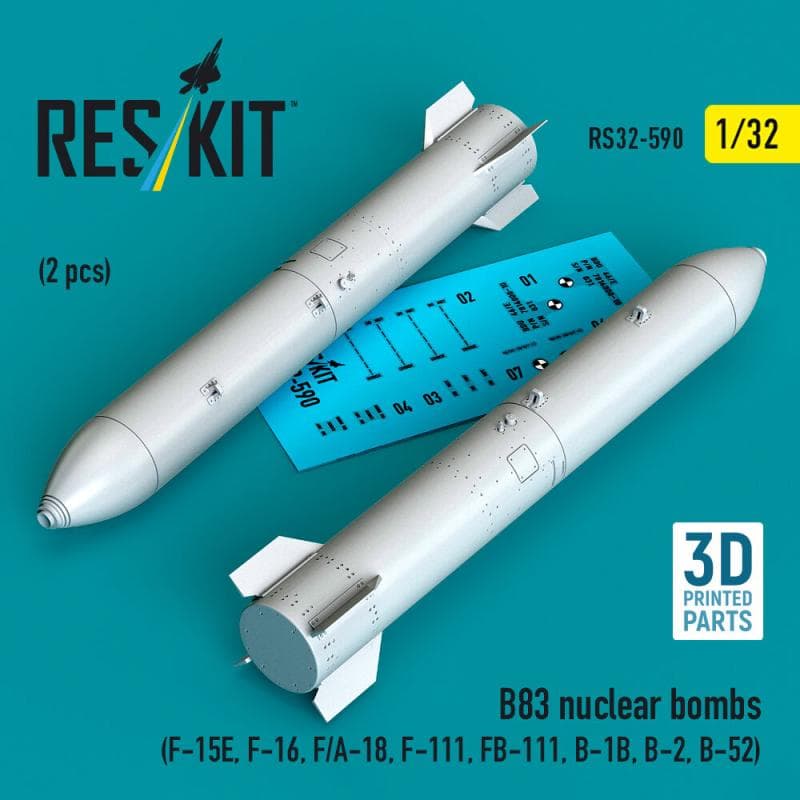 B83 Nuclear Bombs (2 Pcs) (F-15e, F-16, F/A-18, F-111, Fb-111, B-1b, B-2, B-52) (3d Printed)
