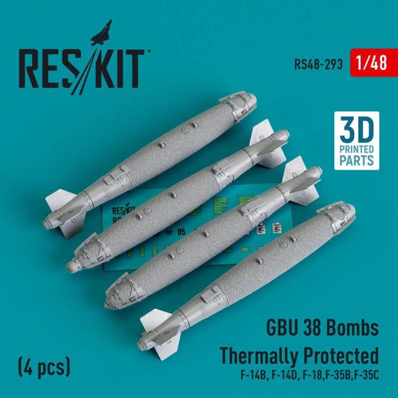 Gbu-38 Bombs Thermally Protected (4 Pcs) (F-14b, F-14d, F-18,F-35b,F-35c) (3d Printed)