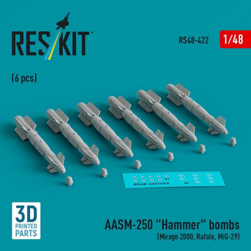 Aasm-250 Hammer (6 Pcs) (Mirage 2000, Rafale, Mig-29) (3d Printed)