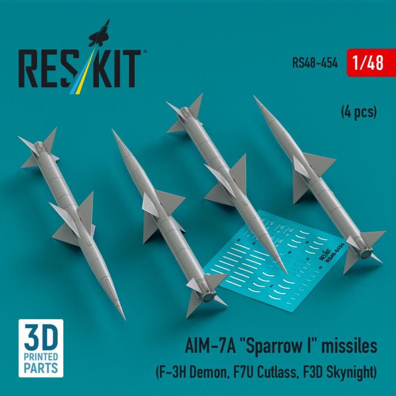 Aim-7a Sparrow I Missiles (4 Pcs) (F-3h Demon, F7u Cutlass, F3d Skynight) (3d Printed)