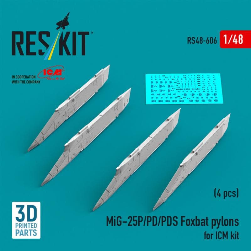 Mig-25p/Pd/Pds Foxbat Pylons (4 Pcs) (3d Printed) [Icm]