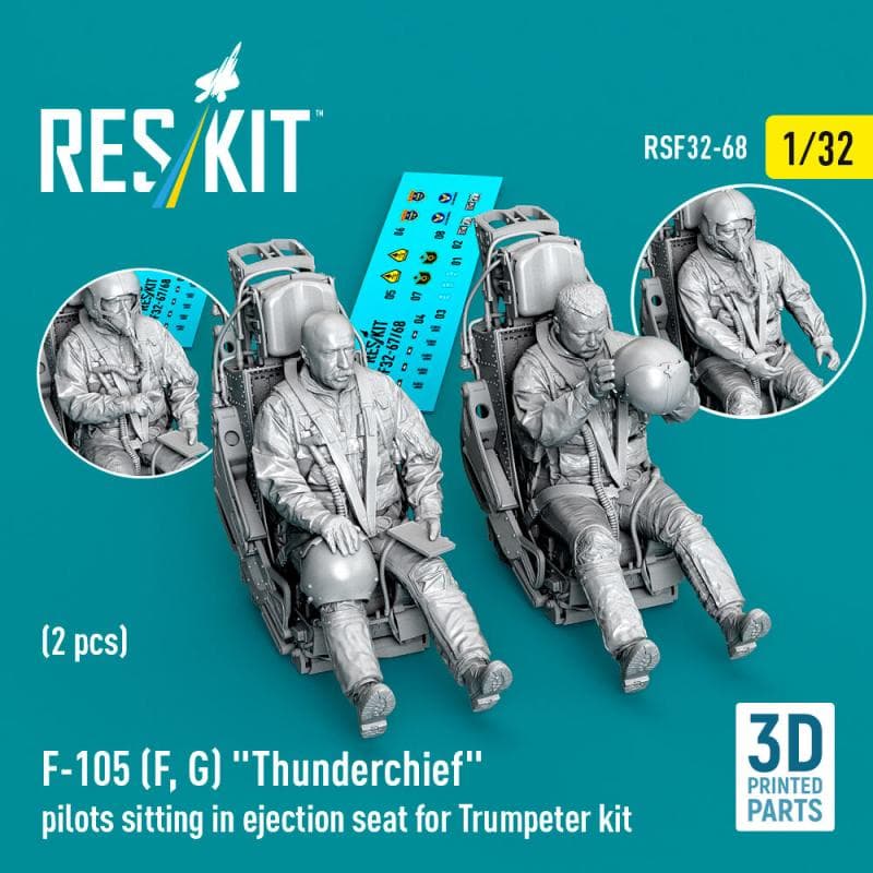 F-105f/G Thunderchief - Pilots Sitting In Ejection Seat [Trumpeter] (2 Pcs) (3d Printed)