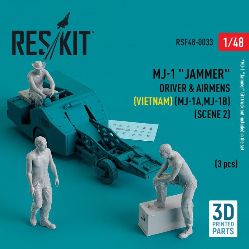 Mj-1 Jammer Driver & Airmens (Vietnam) (Mj-1a,Mj-1b) (Scene 2) (3 Pcs) (3d Printed)