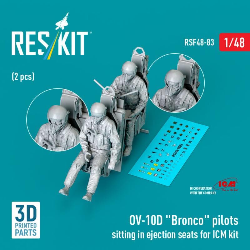 Ov-10d Bronco Pilots Sitting In Ejection Seats [Icm] (2 Pcs) (3d Printed)