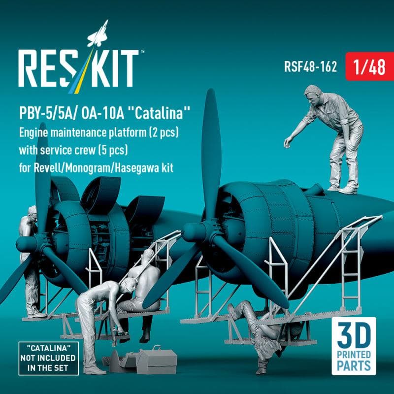 Pby-5/5a/ Oa-10a Catalina Engine Maintenance Platform (2 Pcs) With Service Crew (5 Pcs) [Revell] (3d Printed)