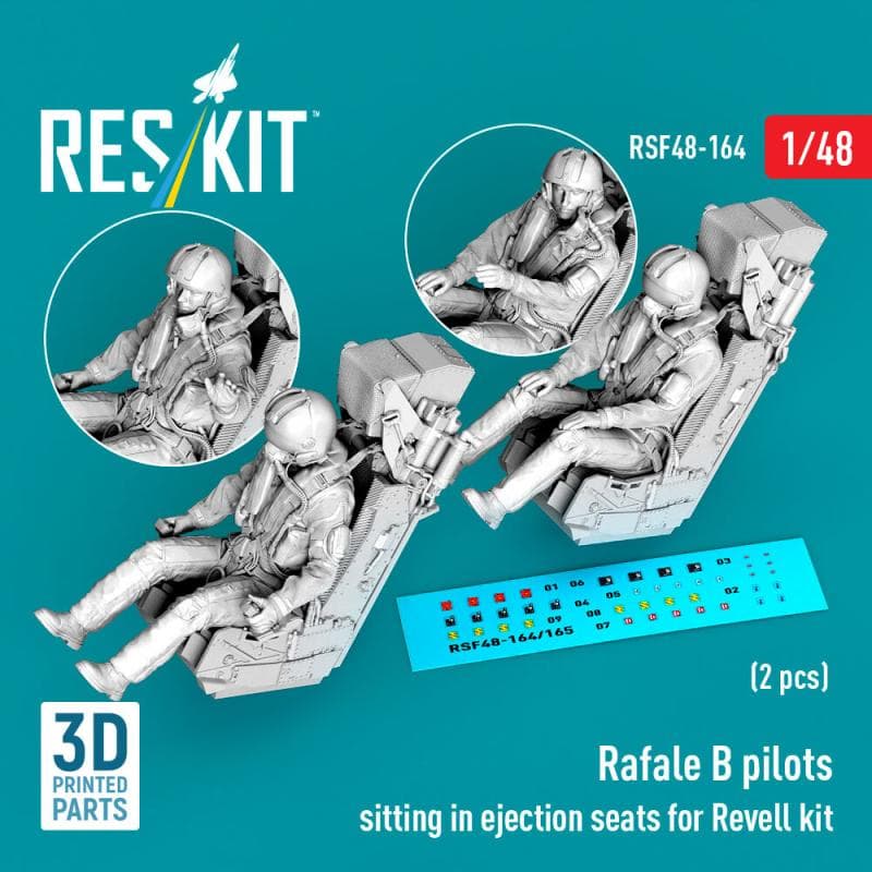 Rafale B Pilots Sitting In Ejection Seats [Revell] (2 Pcs) (3d Printed)