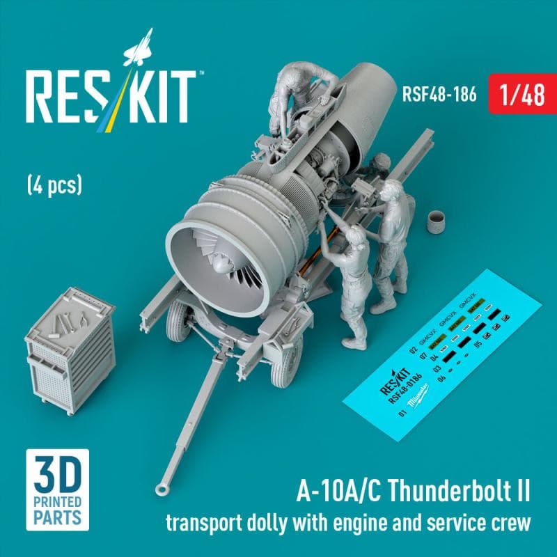 A-10a/C Thunderbolt Ii - Transport Dolly With Engine And Service Crew (4 Pcs) (3d Printed)
