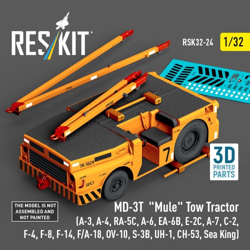 Md-3t Mule Tow Tractor (A-3, A-4, Ra-5c, A-6, Ea-6b, E-2c, A-7, C-2, F-4, F-8, F-14, F/A-18, Ov-10, S-3b, Uh-1, Ch-53, Sea King) (3d Printed Model Kit)