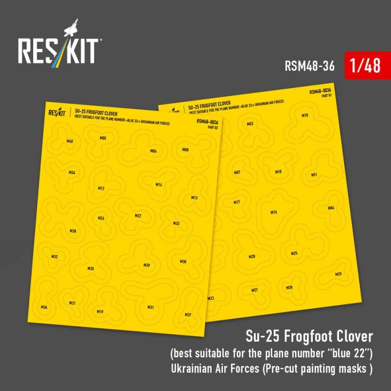 Su-25 Frogfoot Clover Ukrainian Air Forces (- Pre-Cut Painting Masks )