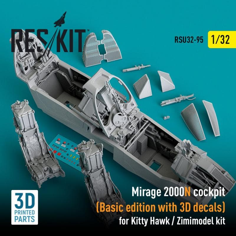 Mirage 2000n Cockpit (Basic Edition With 3d Decals) [Kitty Hawk] (3d Printed)