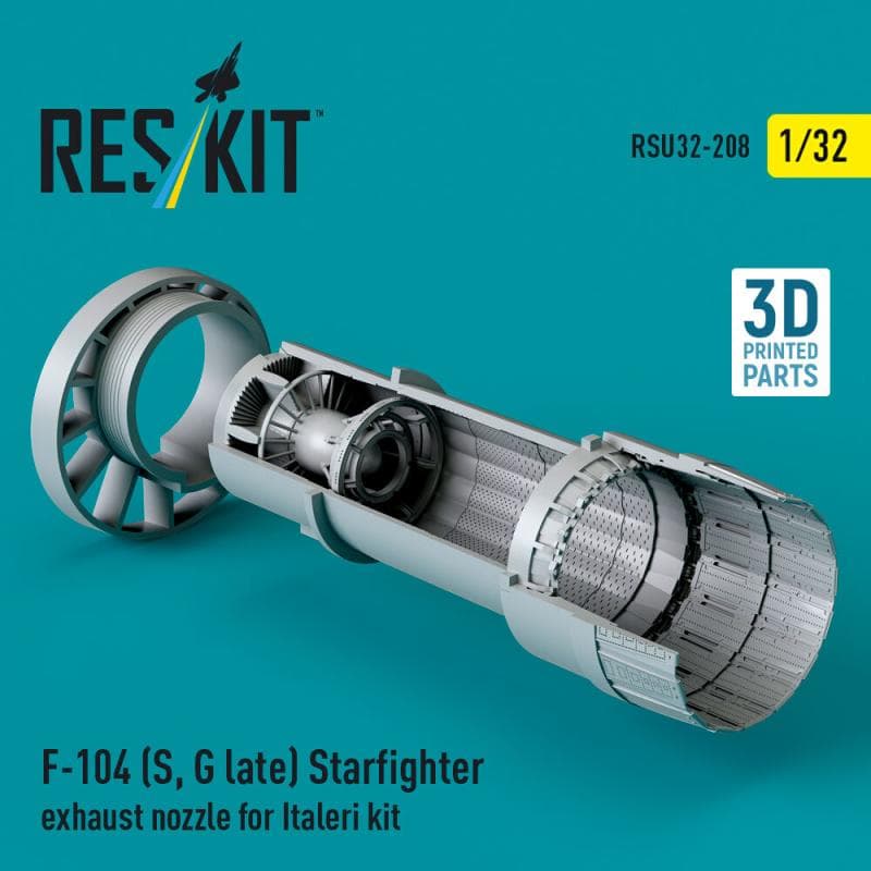 F-104 (S, G Late) Starfighter Exhaust Nozzle [Italeri] (3d Printed)