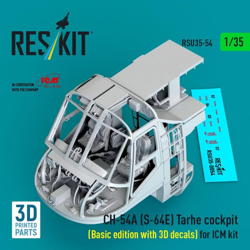 Ch-54a (S-64e) Tarhe Cockpit (Basic Edition With 3d Decals) [Icm] (3d Printed)