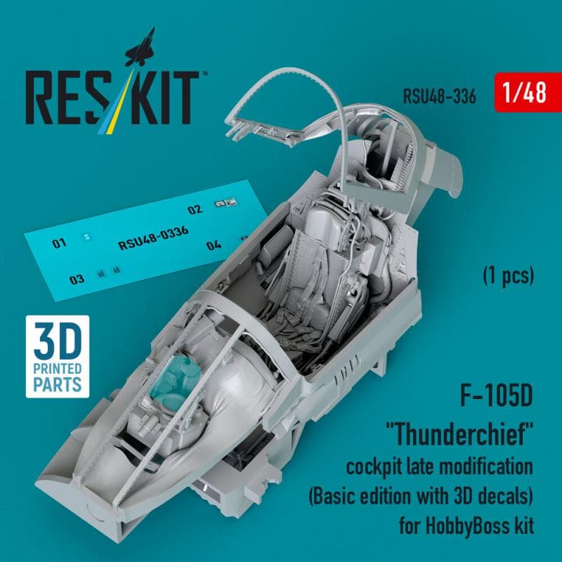 F-105d Thunderchief Cockpit Late Modification (Basic Edition With 3d Decals) [Hobbyboss] (3d Printed)