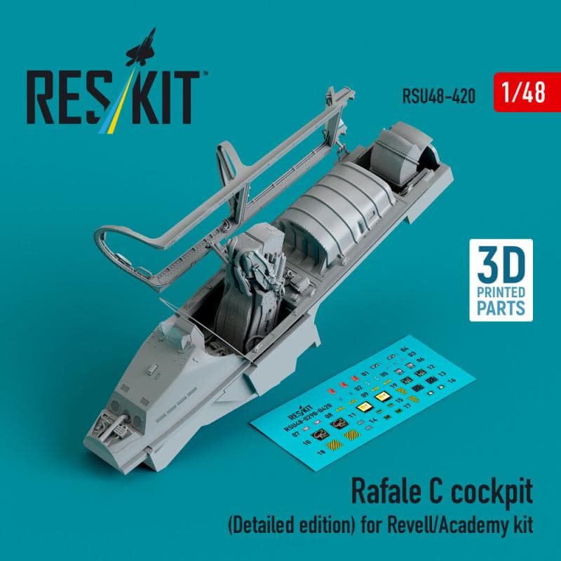Rafale C Cockpit (Detailed Edition) [Revell/Academy] (3d Printed)