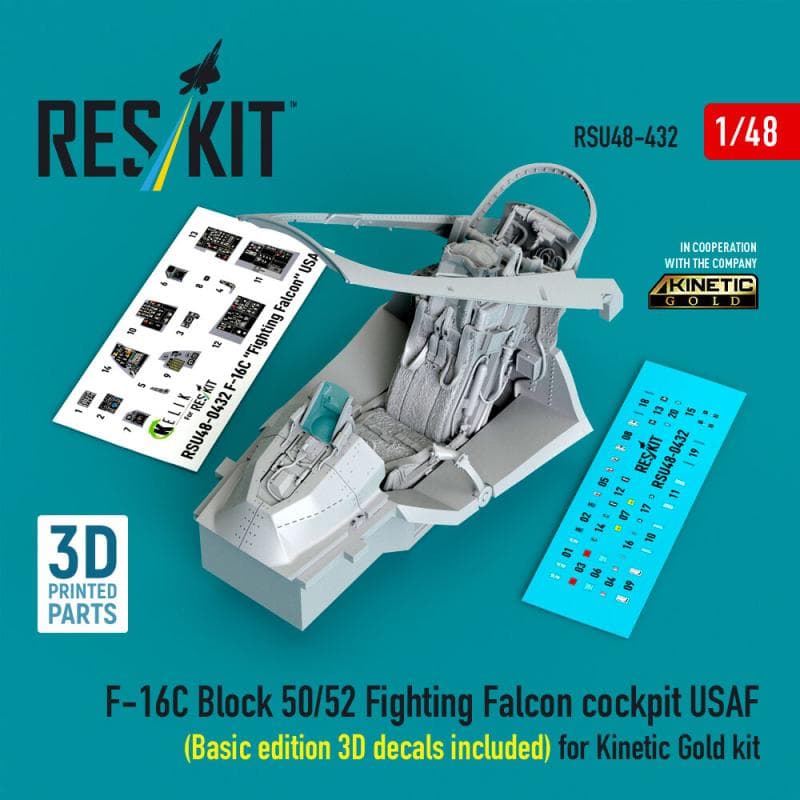 F-16c Block 50/52 Fighting Falcon - Cockpit Usaf (Basic Edition 3d Decals Included) (3d Printed) [Kinetic]