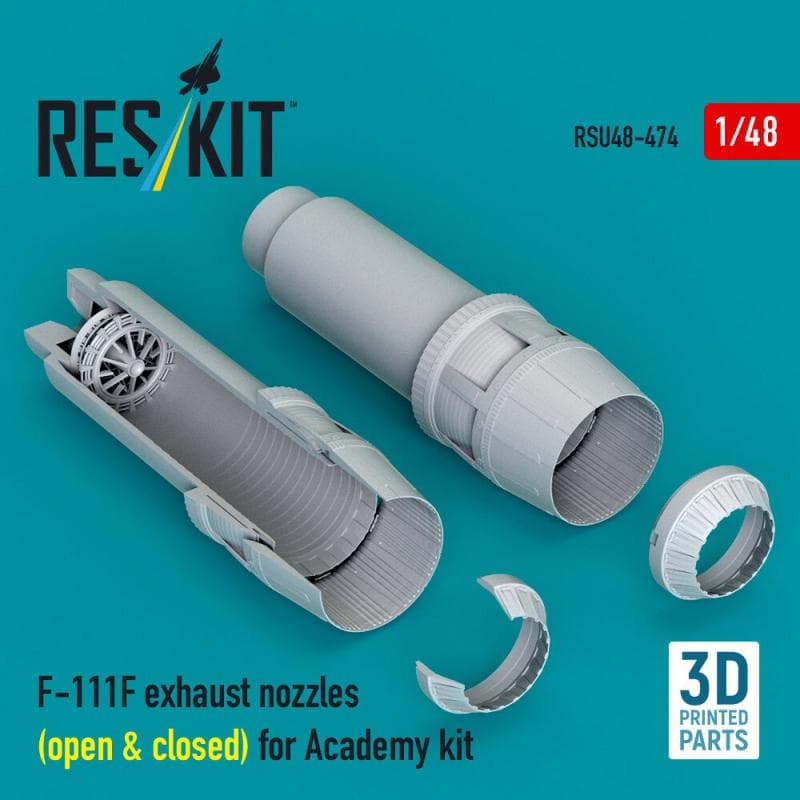 F-111f Exhaust Nozzles (Open & Closed) [Academy] (3d Printed)