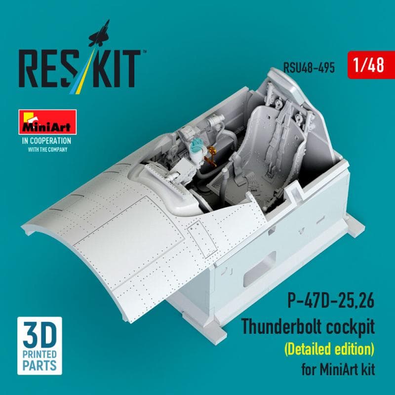 P-47d-25,26 Thunderbolt Cockpit (Detailed Edition) [Miniart] (3d Printed)