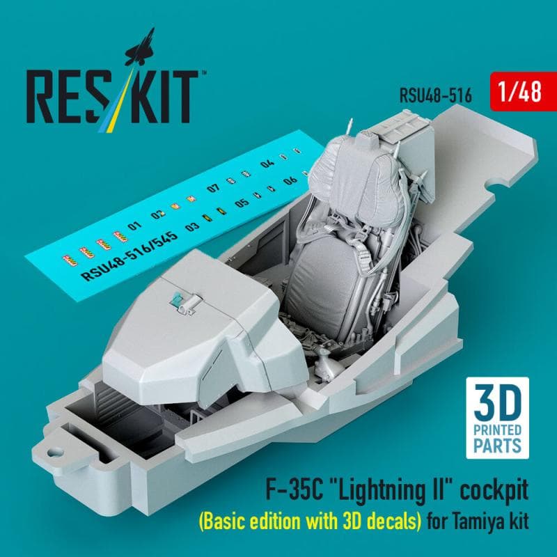 F-35c Lightning Ii Cockpit (Basic Edition With 3d Decals) [Tamiya] (3d Printed)