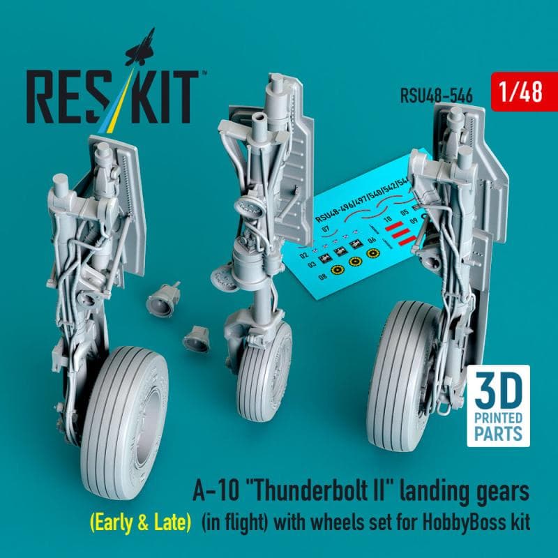 A-10 Thunderbolt Ii Landing Gears (Early & Late) (In Flight) With Wheels Set [Hobbyboss] (3d Printed)