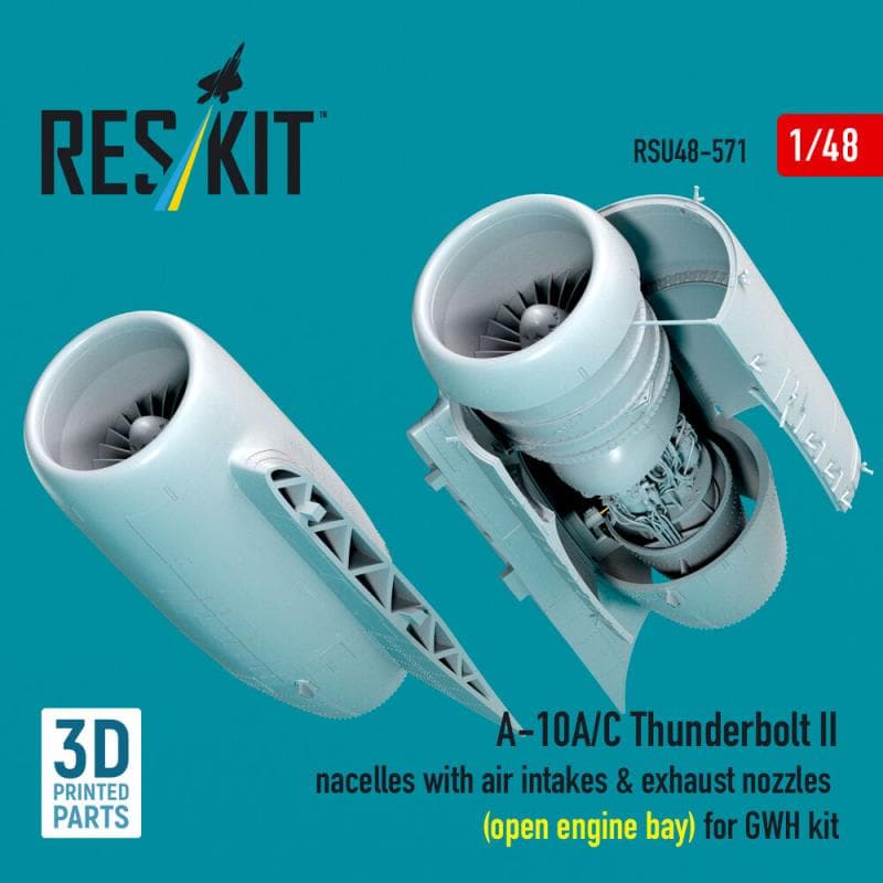 A-10a/C Thunderbolt Ii Nacelles With Air Intakes & Exhaust Nozzles (Open Engine Bay) [Gwh] (3d Printed)