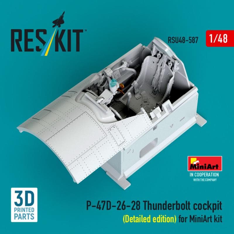 P-47d-26-28 Thunderbolt Cockpit (Detailed Edition) [Miniart] (3d Printed)