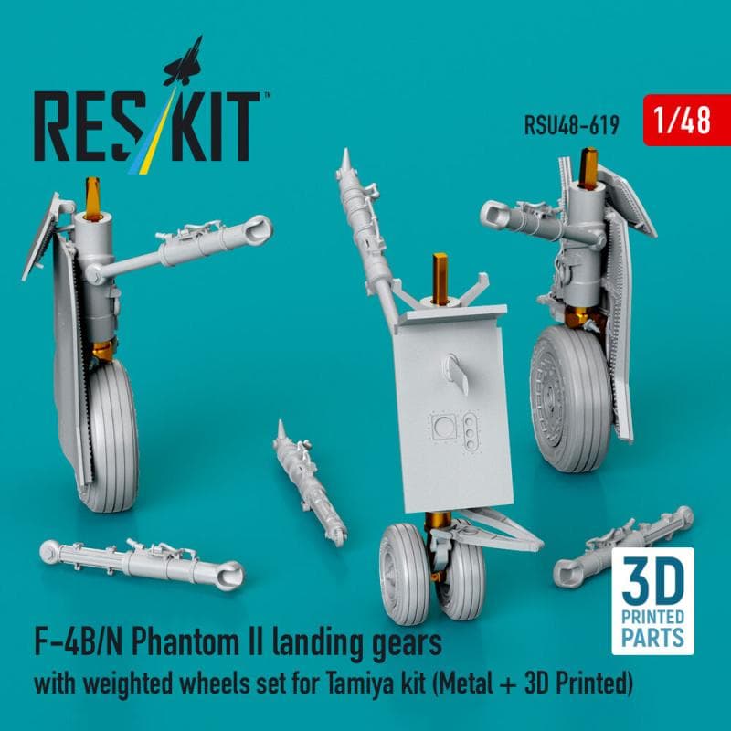 F-4b/N Phantom Ii Landing Gears With Weighted Wheels Set [Tamiya] (Metal + 3d Printed)