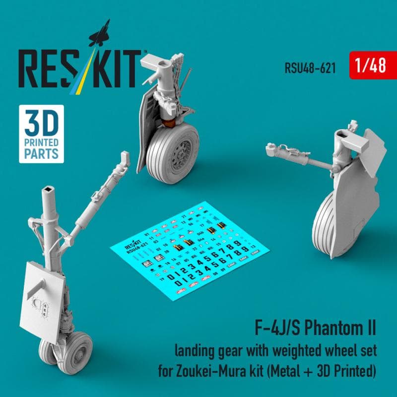 F-4j/S Phantom Ii - Landing Gear With Weighted Wheel Set (Metal + 3d Printed) [Zoukei-Mura]