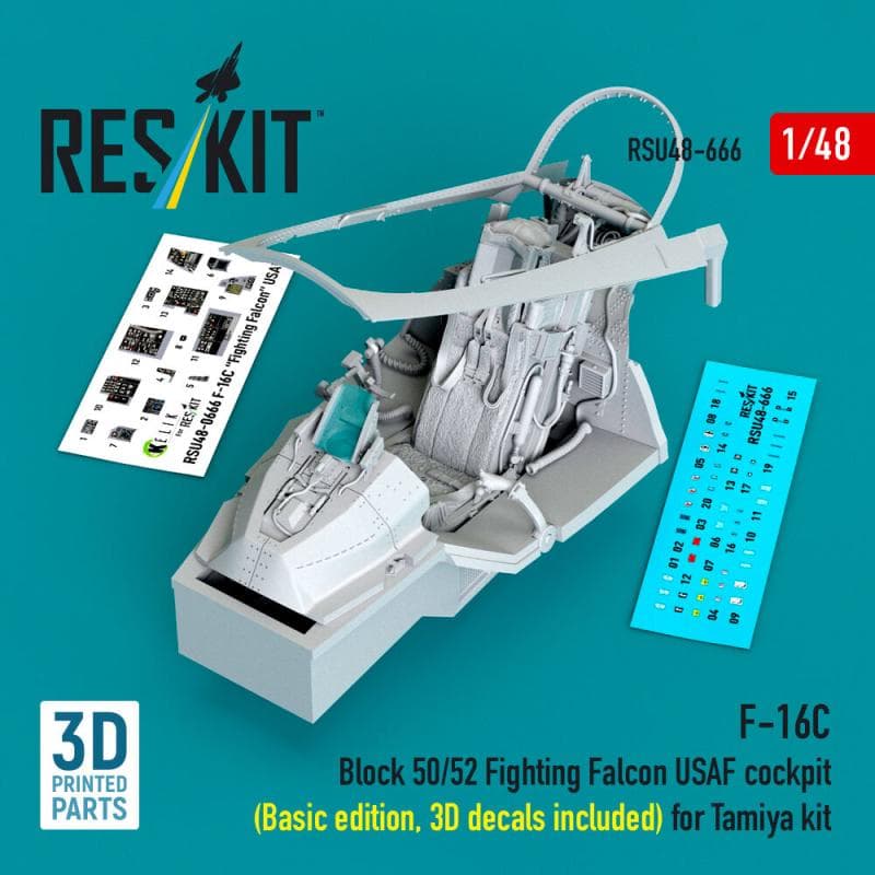 F-16c Block 50/52 Fighting Falcon Usaf - Cockpit (Basic Edition, 3d Decals Included) (3d Printed) [Tamiya]
