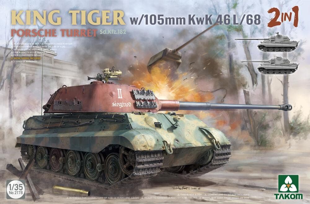 King Tiger W/105mm Kwk 46l/68 2 In 1