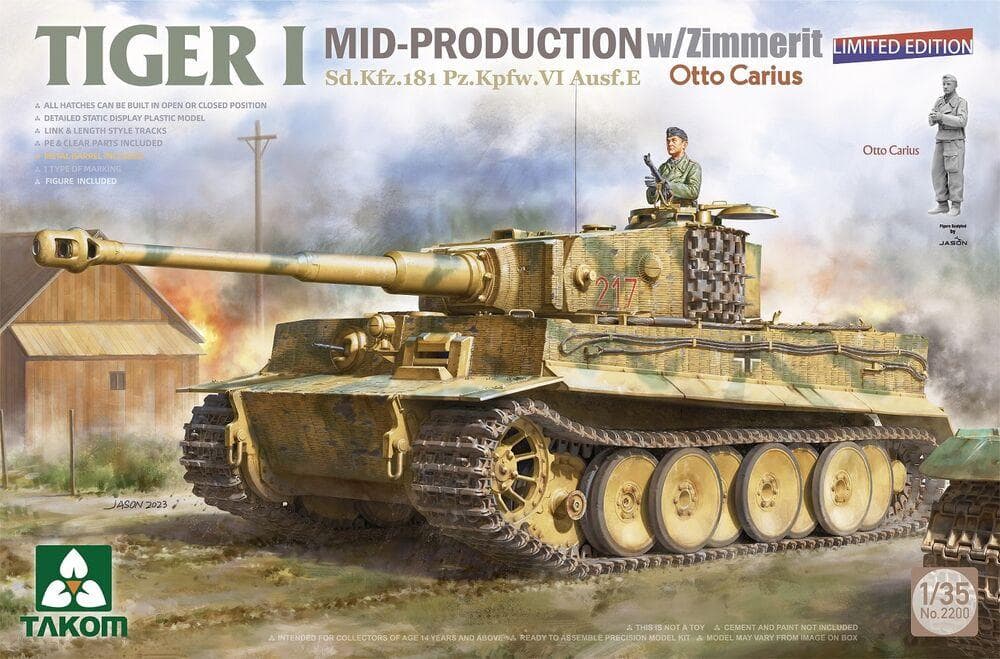 Tiger I Mid-Production W/Zimmerit Sd.Kfz.181 Pz.Kpfw.Vi Ausf.E Sd.Kfz.181 Pz.Kpfw.Vi Ausf.E Otto Carius (Limited Edition)
