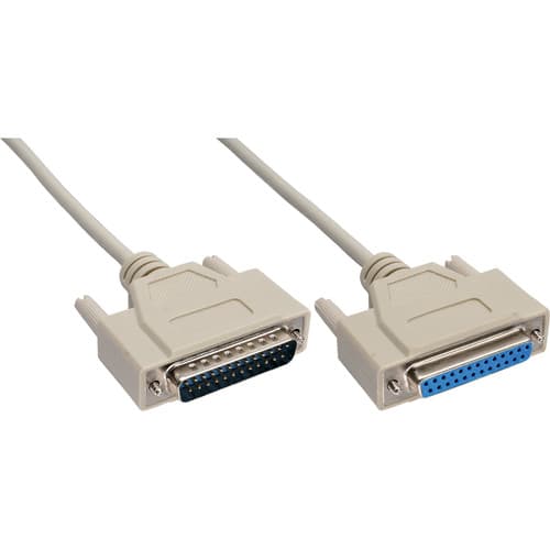 Inline® Serielle Verlängerung, 25pol Stecker / Buchse, Vergossen, 1:1, 10m