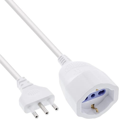 Inline® Strom-Verlängerung Schutzkontakt Italien Stecker L / Buchse F, 3m