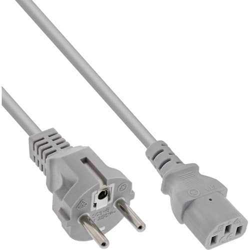 Inline® Netzkabel, Schutzkontakt Gerade Auf Kaltgerätestecker C13, 0,5m, Grau