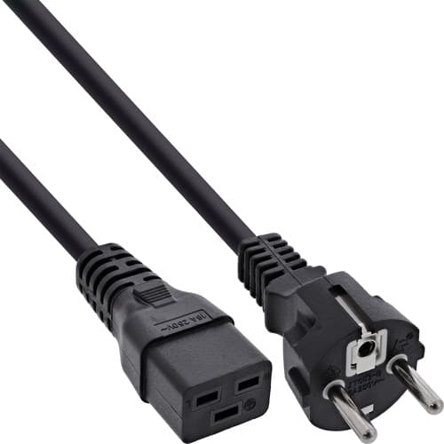 Inline® Netzkabel 16a, Schutzkontakt Gerade/Kaltgerätestecker Iec320/C19, 5m