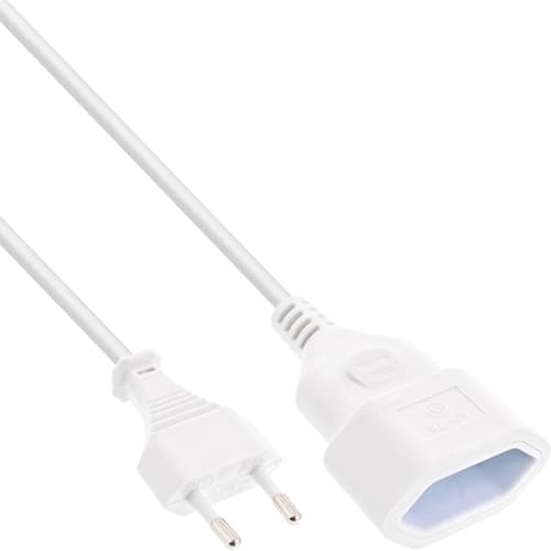 Inline® Euro-Verlängerung, Eurostecker An Eurokupplung, Weiß, 0,2m