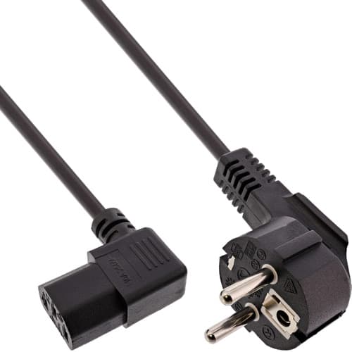 35er B-Pack Inline® Netzkabel, Schutzk. Gew. / C13 Rechts Abgew., Schwarz, 1,8m