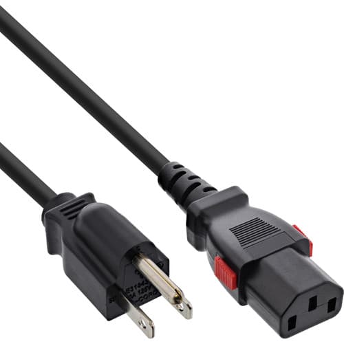 Inline® Netzkabel, Netzstecker Usa Auf Kaltgerätestecker C13 Verriegelbar, 2m