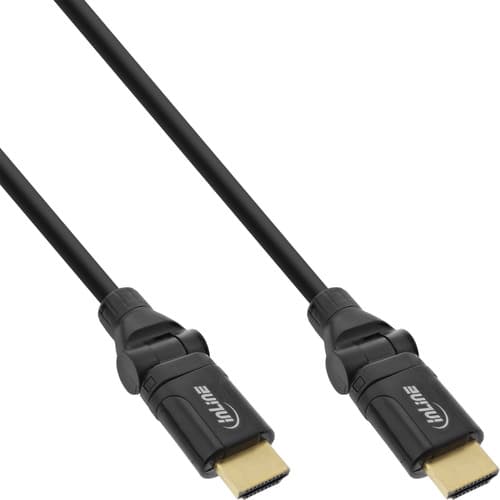 Inline® Hdmi High Speed Kabel Mit Ethernet, Winkelstecker, Schwarz, 0,5m