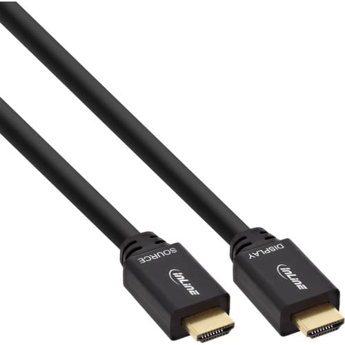 Inline® Hdmi-High Speed Kabel Mit Eth., St / St, Aktiv, Schwarz / Gold, 40m